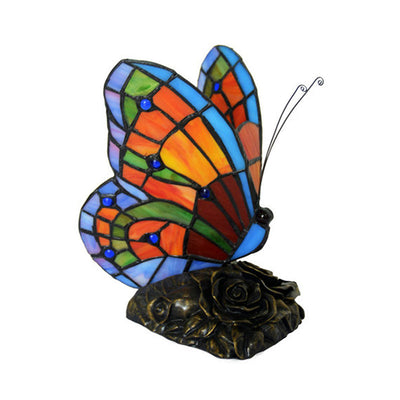 Elegant Butterfly Nightstand Lamp with Rose Base