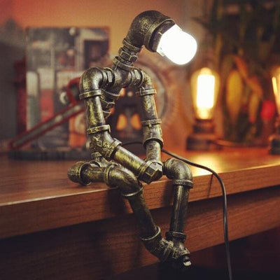 Cyberpunk Iron Robot Lamp