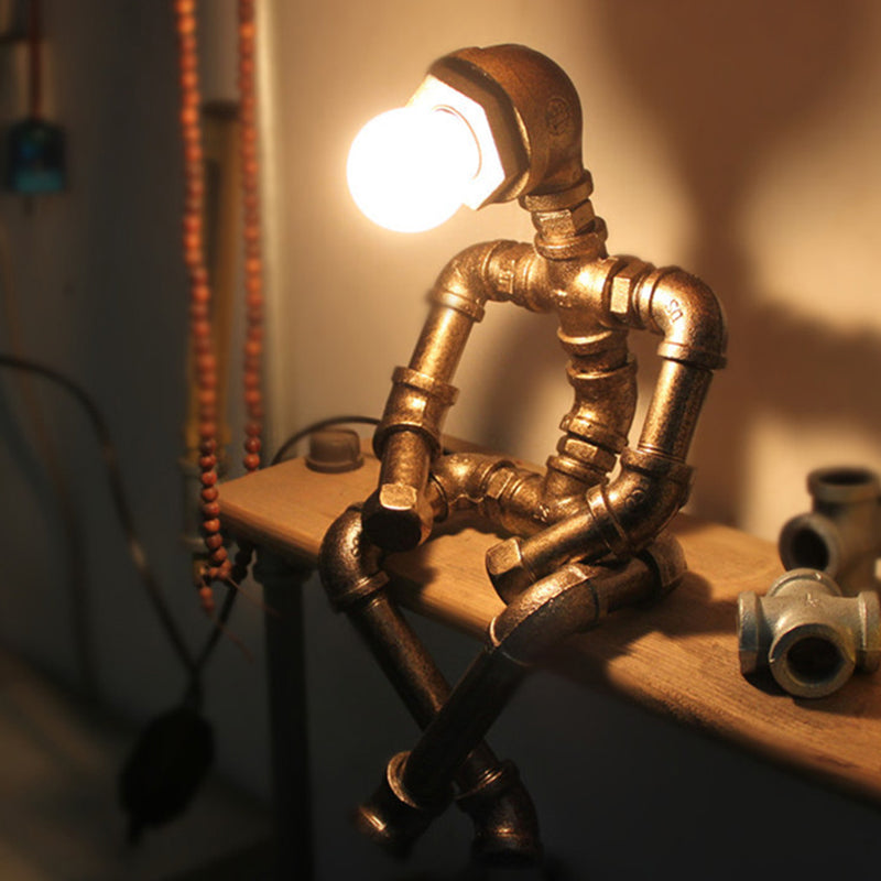 Cyberpunk Iron Robot Lamp