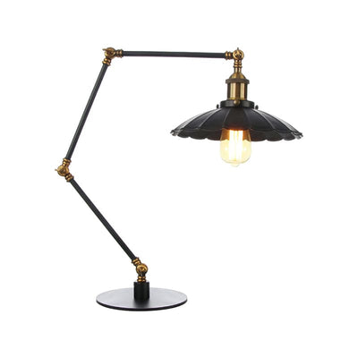 Adjustable vintage lamp with scalloped metal shade