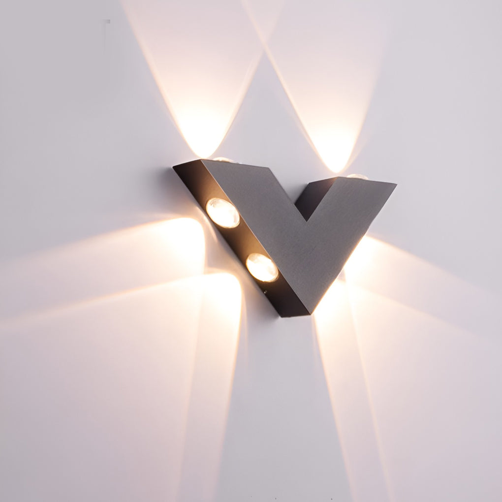 V-shaped LED Black Modern Outdoor Wall Lamp