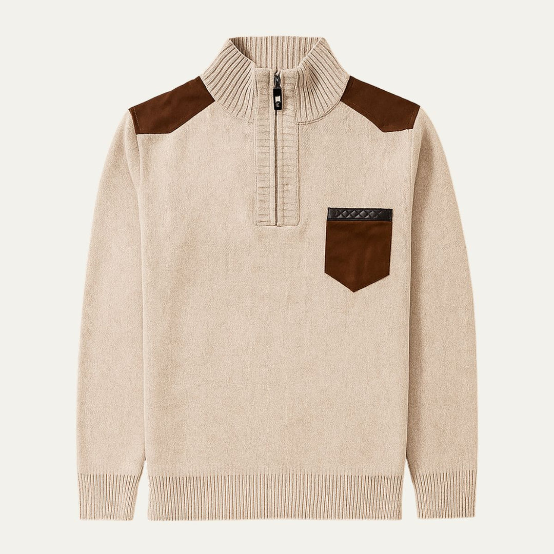 Men’s Half-Zip Patchwork Jumper