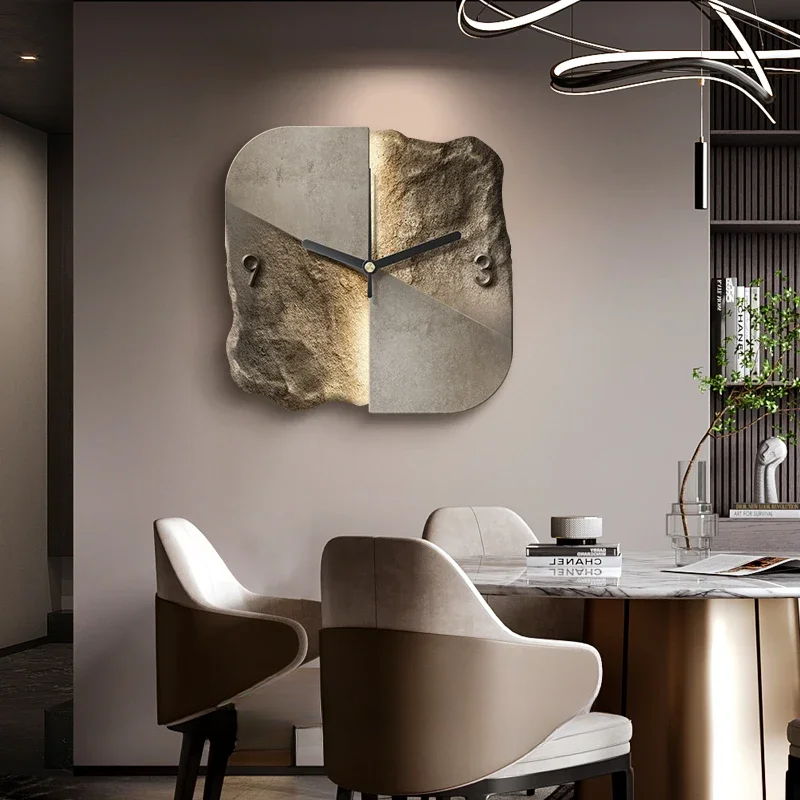 Modern 3D Silent Quartz Wall Clock – Sandstone Effect