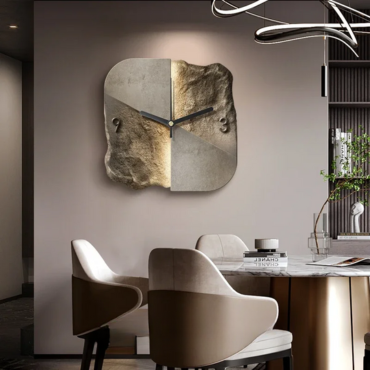 Modern 3D Silent Quartz Wall Clock – Sandstone Effect