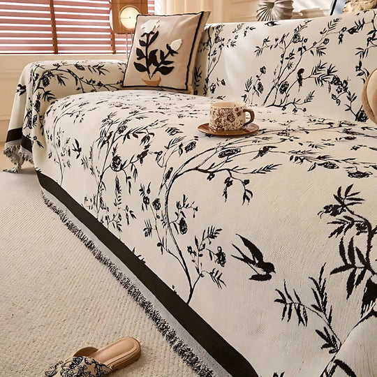 Elegant Sofa Cover with Floral Pattern