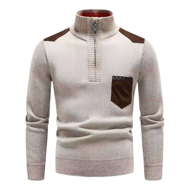 Men’s Half-Zip Patchwork Jumper
