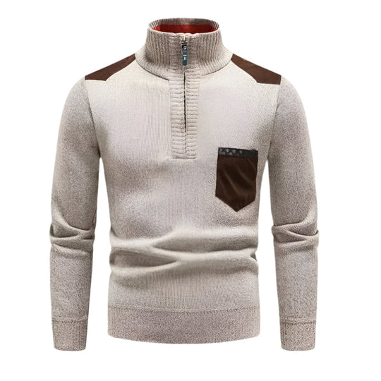 Men’s Half-Zip Patchwork Jumper