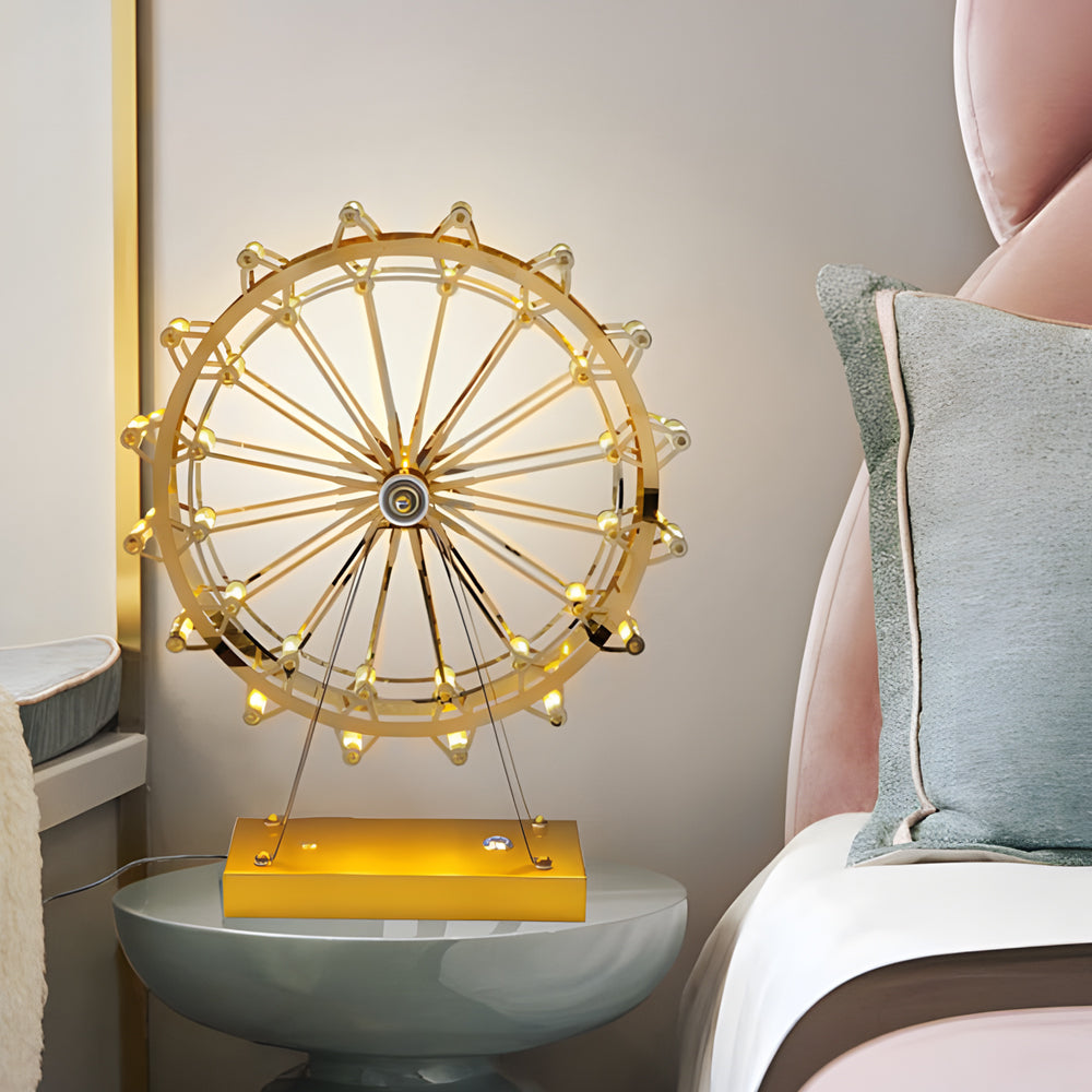 Iron Gold Ferris Wheel Table Lamp with Integrated LED and Touch Switch