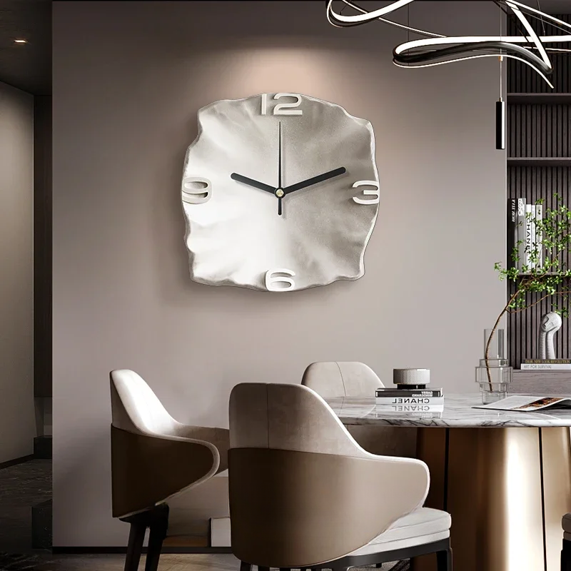 Modern 3D Silent Quartz Wall Clock – Sandstone Effect