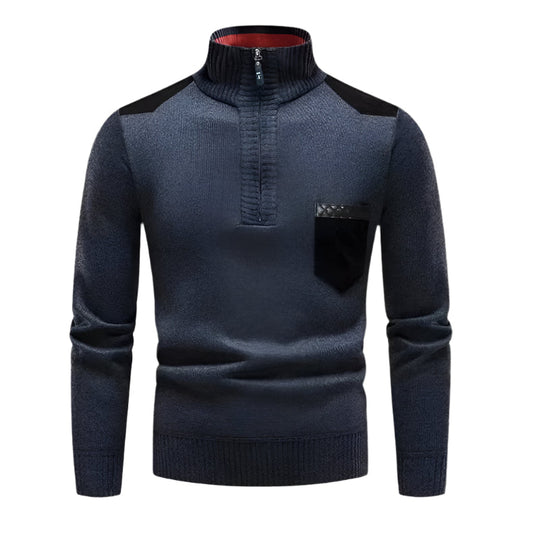 Men’s Half-Zip Patchwork Jumper