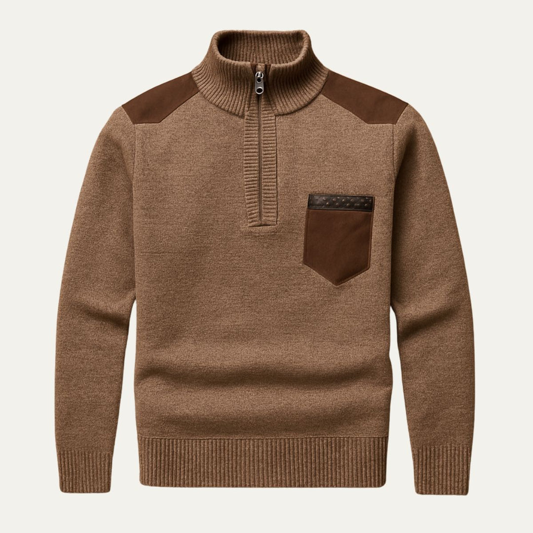 Men’s Half-Zip Patchwork Jumper