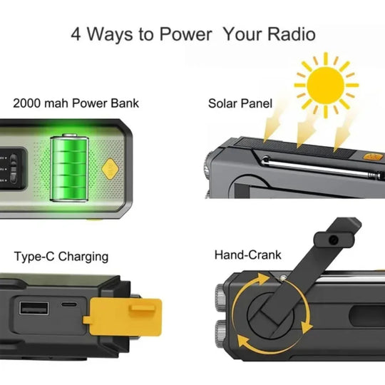 Hand-Crank & Solar Emergency Radio with Power Bank