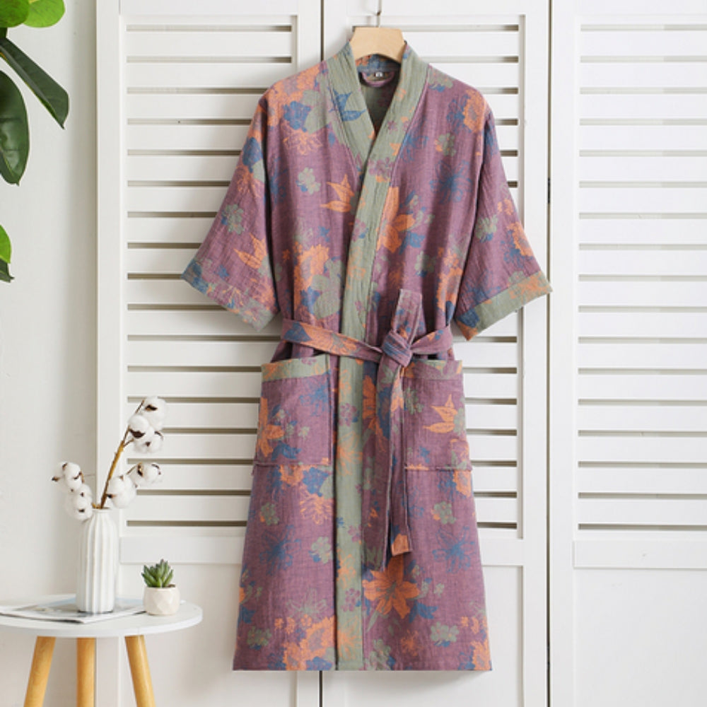 Cotton Bathrobe with Timeless Elegance