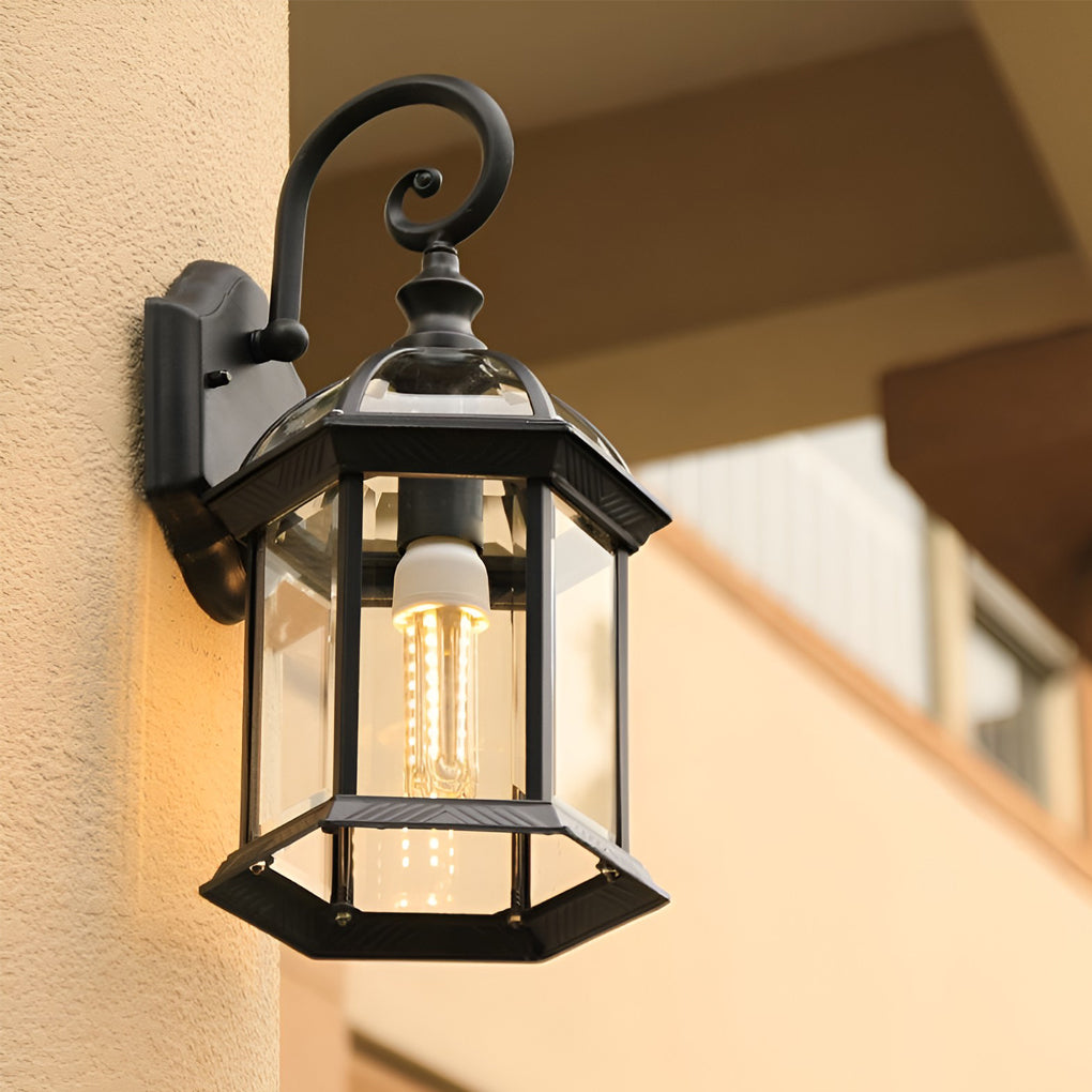 Vintage Outdoor Wall Sconce with Double-Layer Waterproof Glass