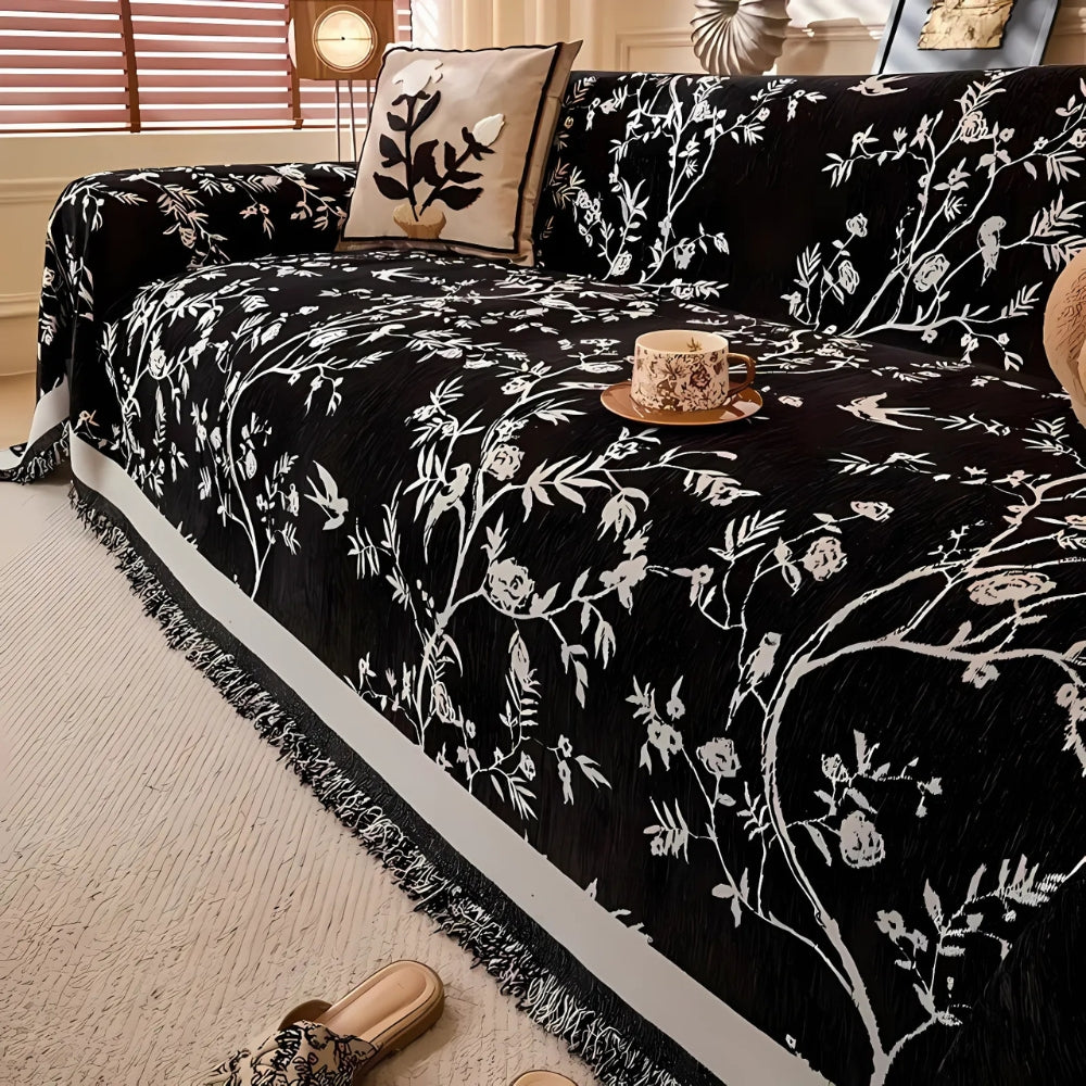 Elegant Sofa Cover with Floral Pattern