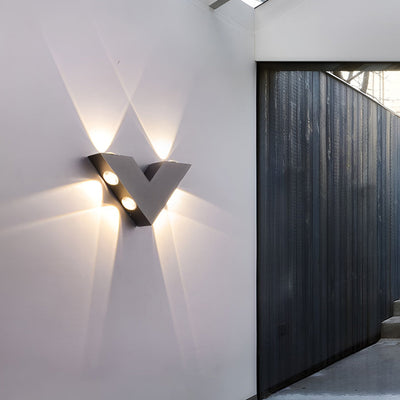 V-shaped LED Black Modern Outdoor Wall Lamp