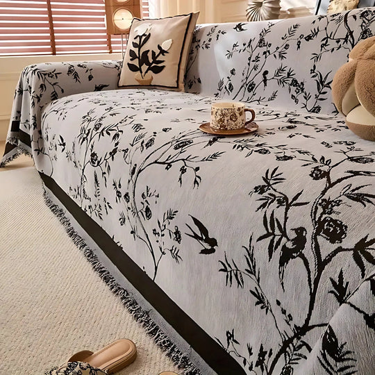 Elegant Sofa Cover with Floral Pattern