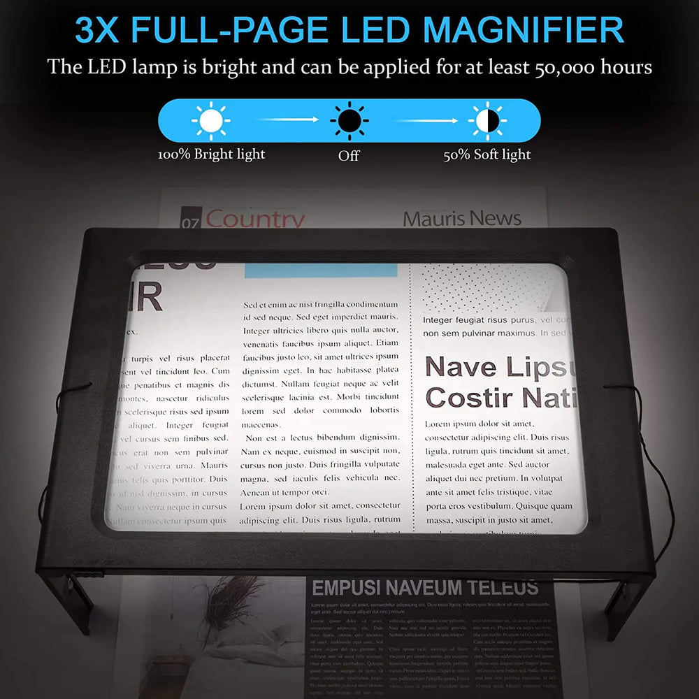 A4 Full Page Magnifier with LED Light