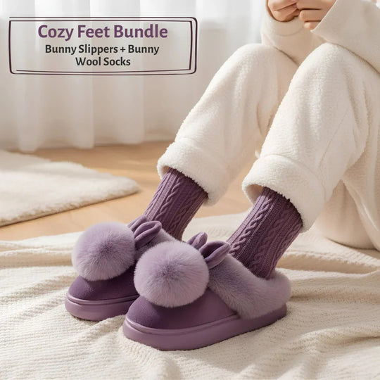 Bunny Ears Plush Slippers