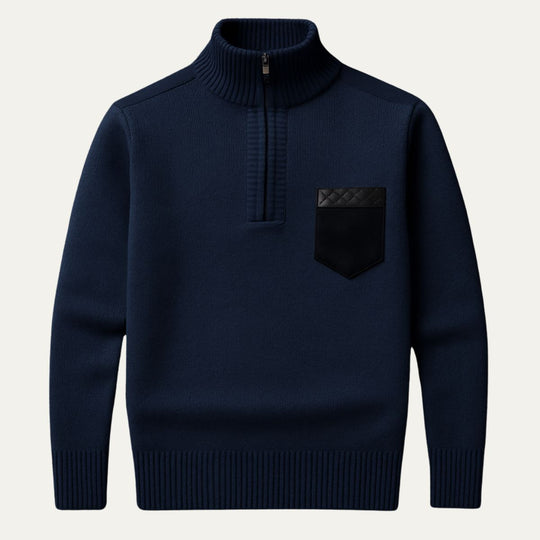 Men’s Half-Zip Patchwork Jumper
