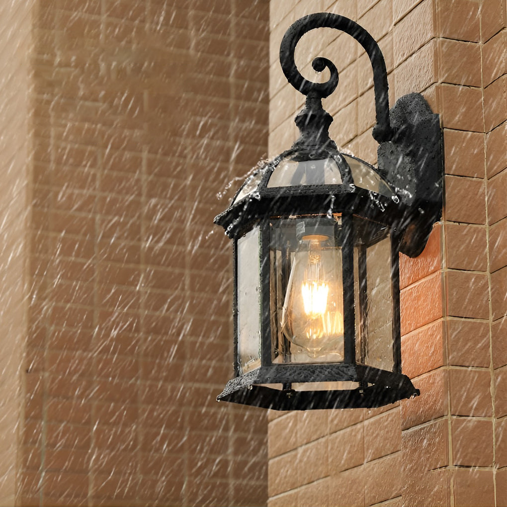 Vintage Outdoor Wall Sconce with Double-Layer Waterproof Glass