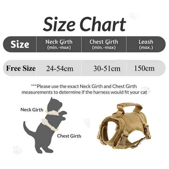 Military-Style Tactical Cat Harness & Leash