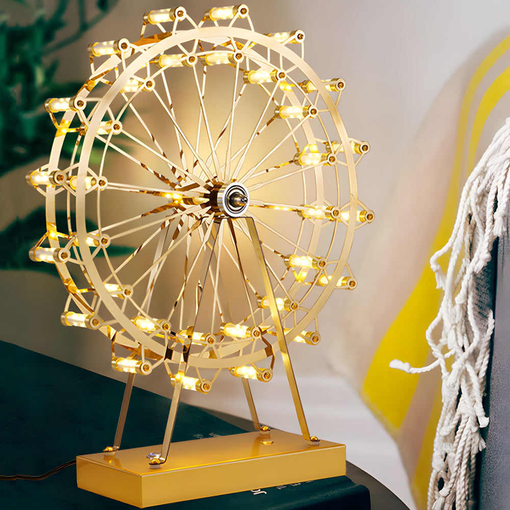 Iron Gold Ferris Wheel Table Lamp with Integrated LED and Touch Switch