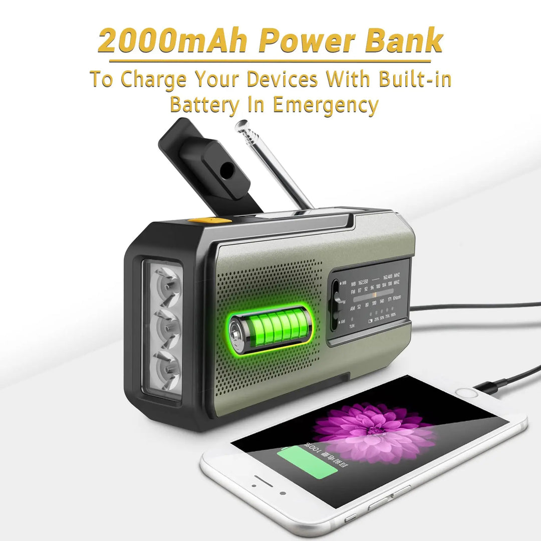 Hand-Crank & Solar Emergency Radio with Power Bank