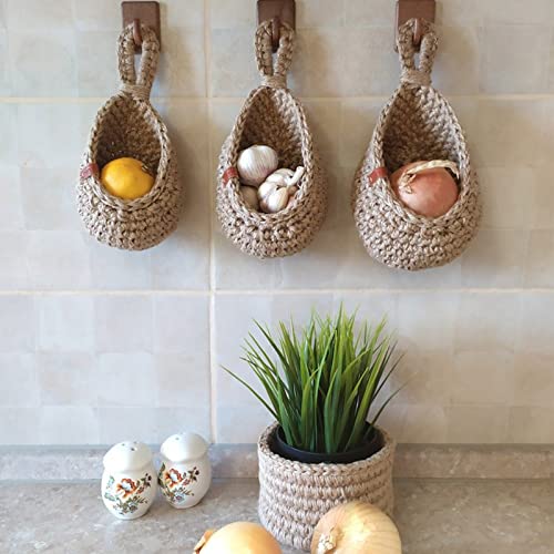 Hanging Jute Wall Storage Baskets