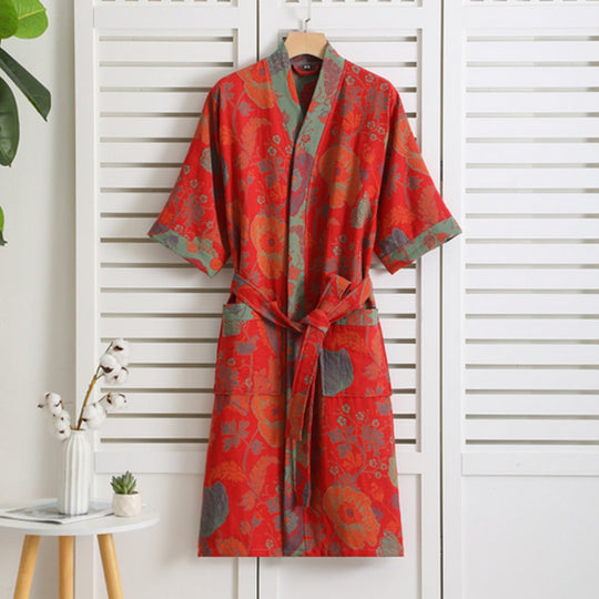Cotton Bathrobe with Timeless Elegance