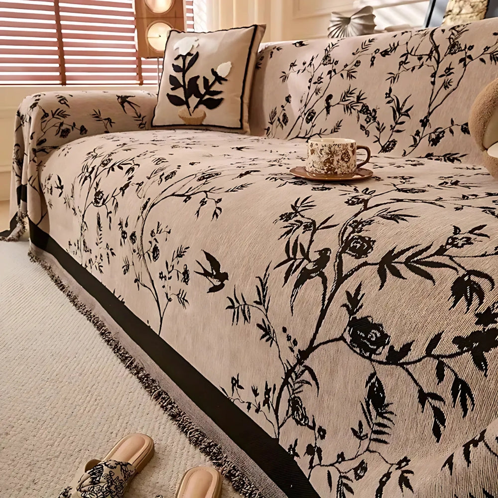 Elegant Sofa Cover with Floral Pattern