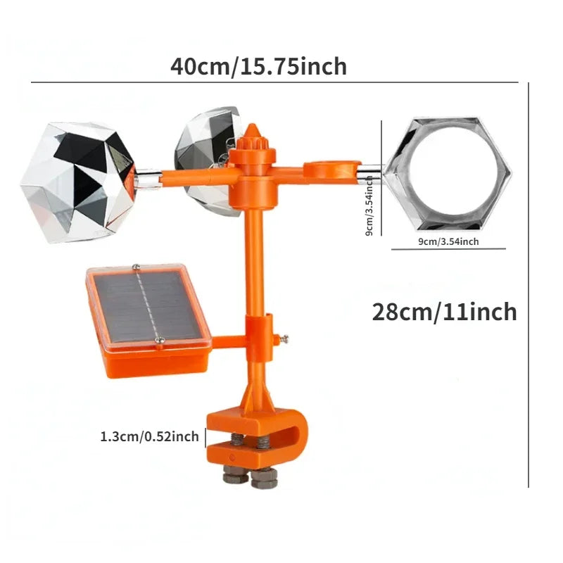 360-Degree Reflective Solar-Powered Bird Repeller