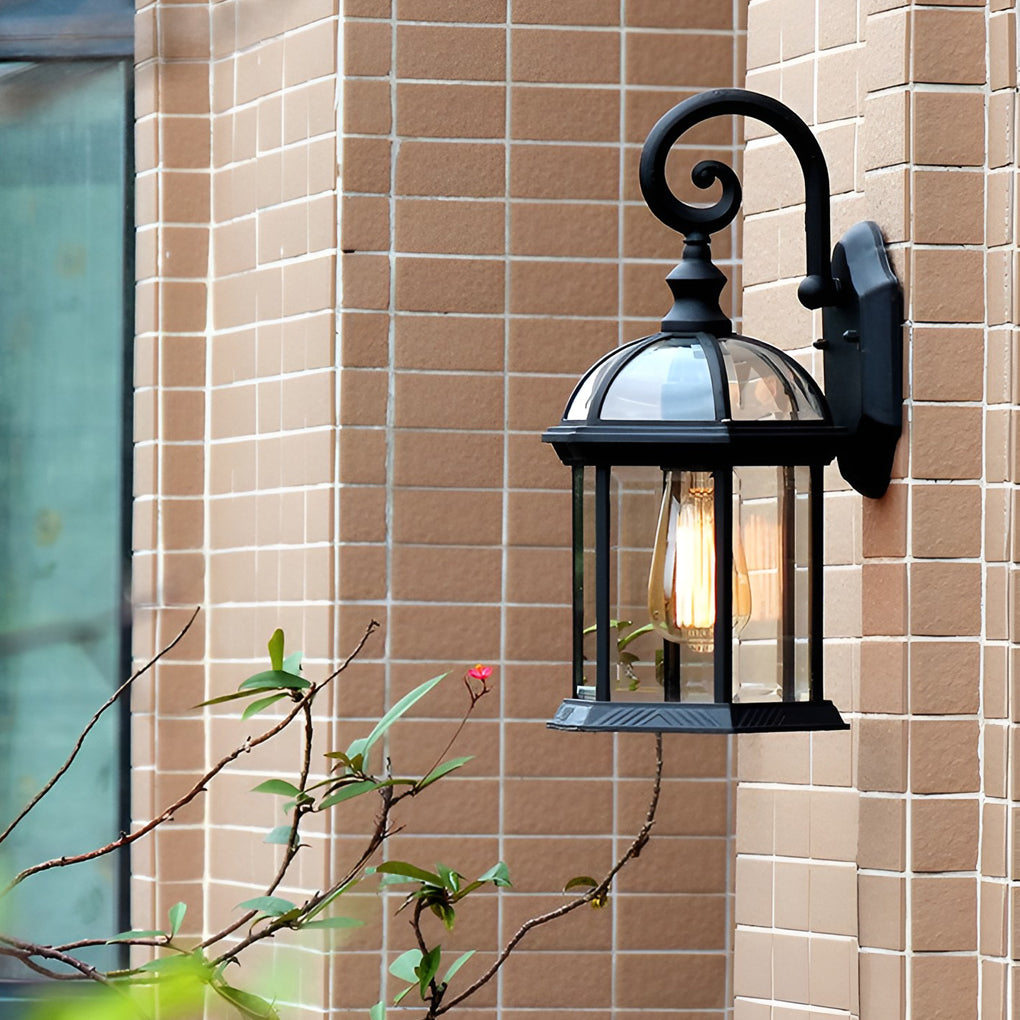 Vintage Outdoor Wall Sconce with Double-Layer Waterproof Glass