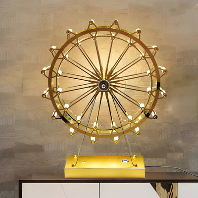 Iron Gold Ferris Wheel Table Lamp with Integrated LED and Touch Switch