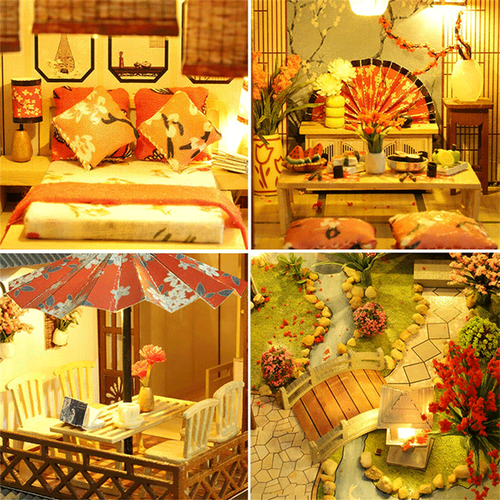 Large Realistic Wooden Doll House With LED Lights