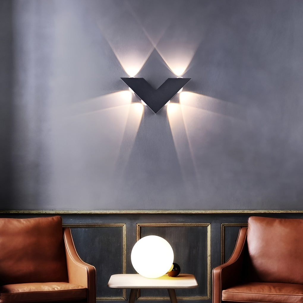 V-shaped LED Black Modern Outdoor Wall Lamp