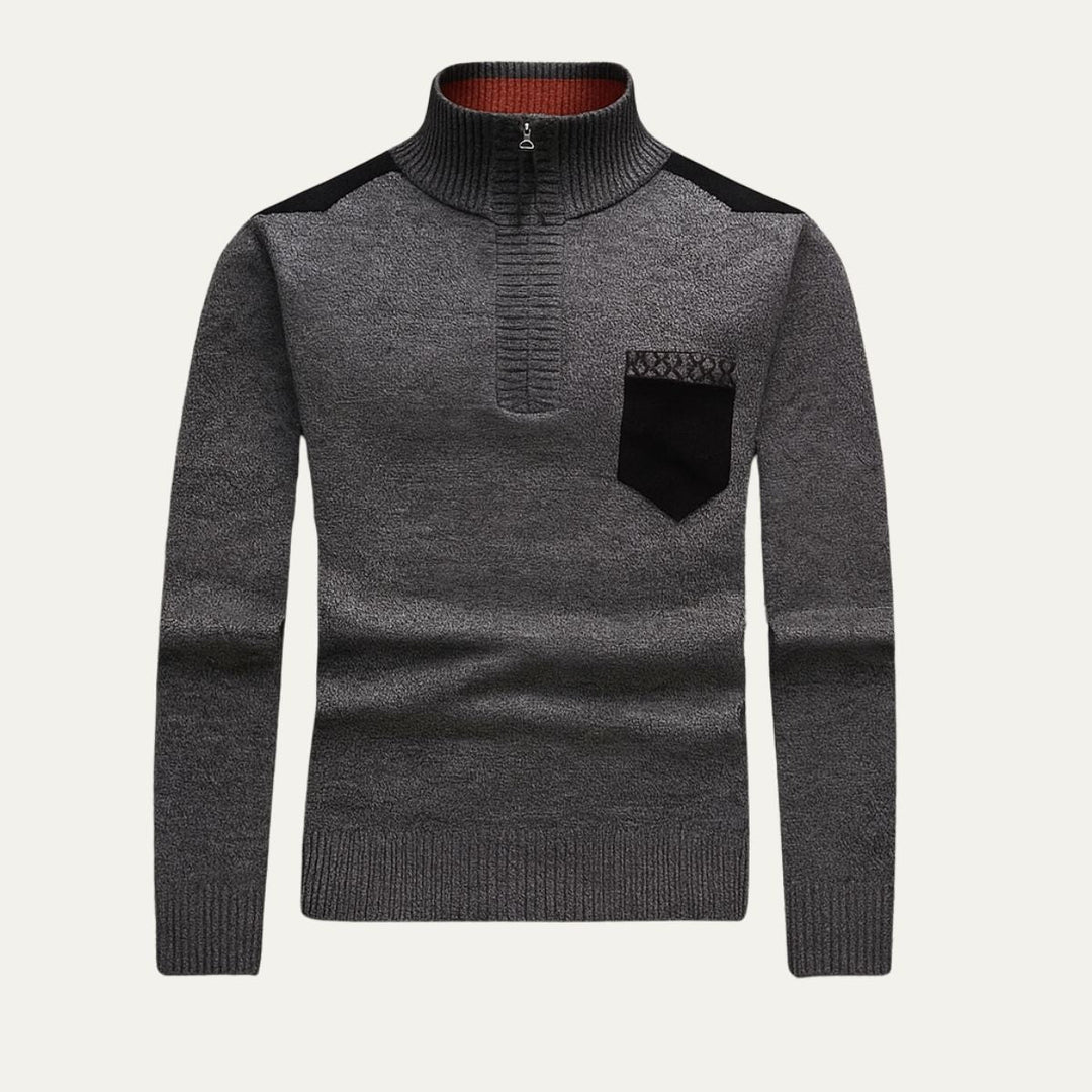 Men’s Half-Zip Patchwork Jumper