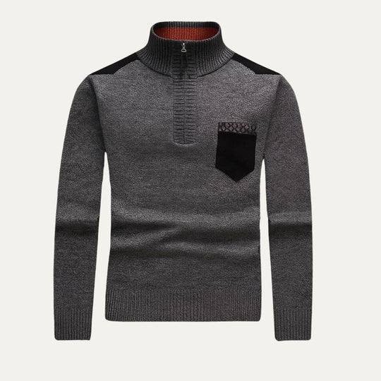 Men’s Half-Zip Patchwork Jumper