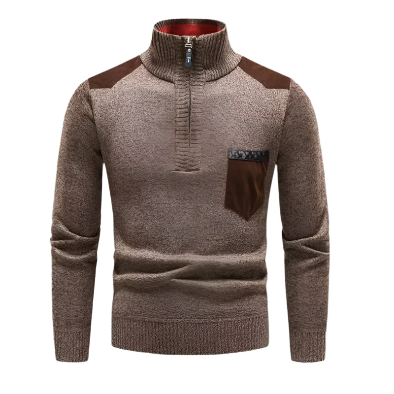 Men’s Half-Zip Patchwork Jumper