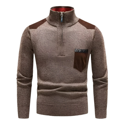 Men’s Half-Zip Patchwork Jumper