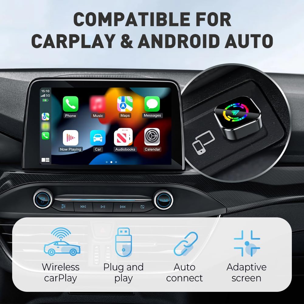 Wireless CarPlay Adapter – 2-in-1 Android Auto and CarPlay