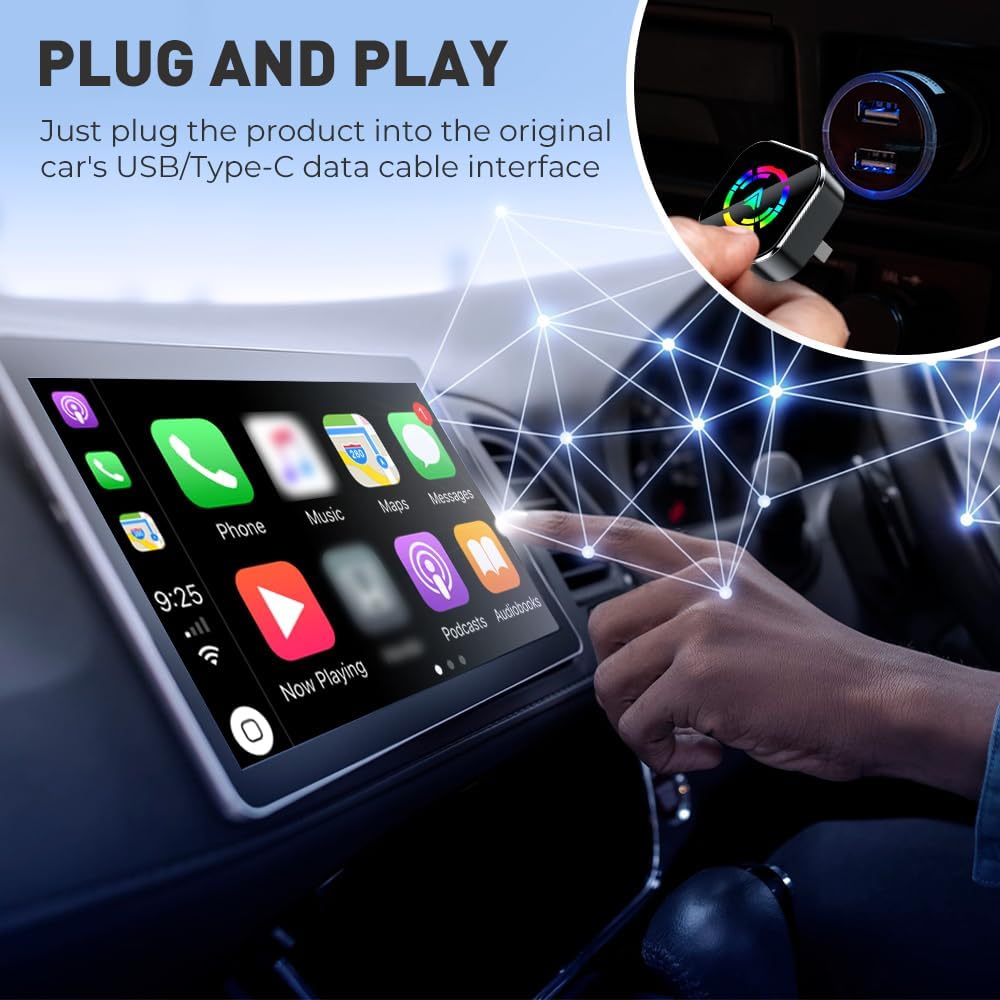 Wireless CarPlay Adapter – 2-in-1 Android Auto and CarPlay
