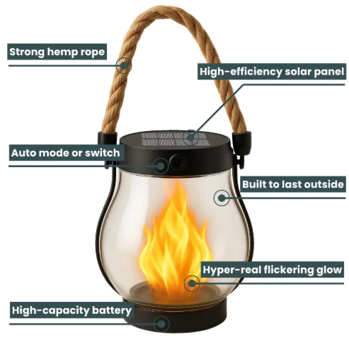 Outdoor Solar Flame Light