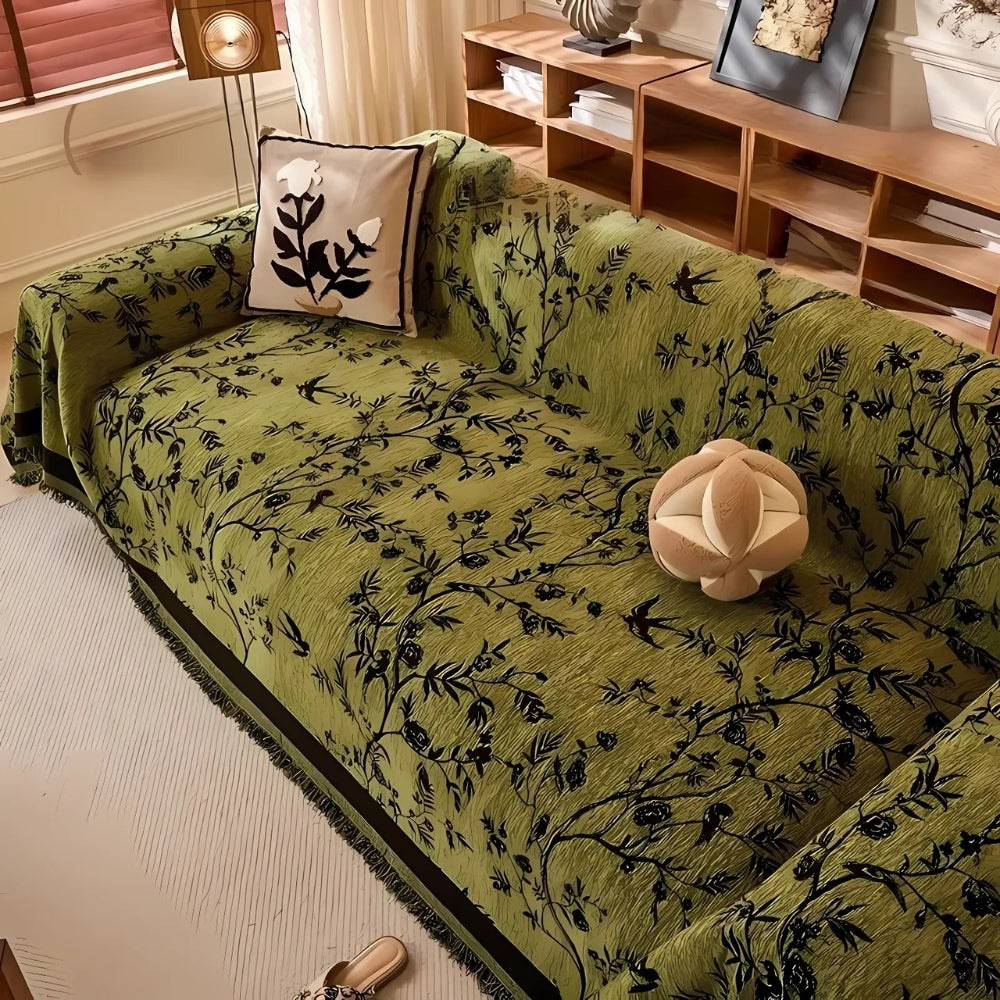 Elegant Sofa Cover with Floral Pattern