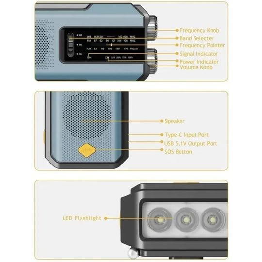 Hand-Crank & Solar Emergency Radio with Power Bank