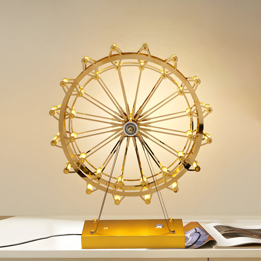 Iron Gold Ferris Wheel Table Lamp with Integrated LED and Touch Switch