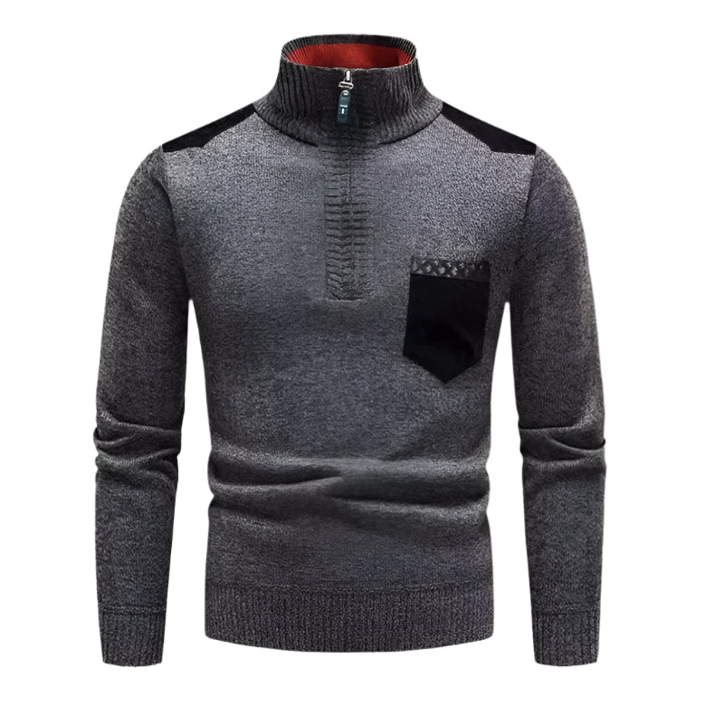 Men’s Half-Zip Patchwork Jumper