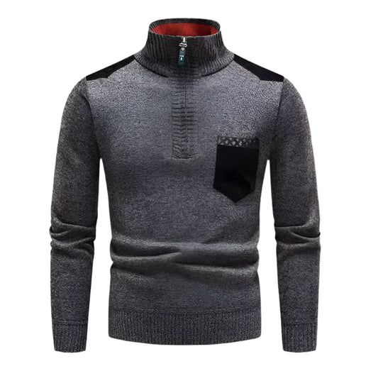 Men’s Half-Zip Patchwork Jumper