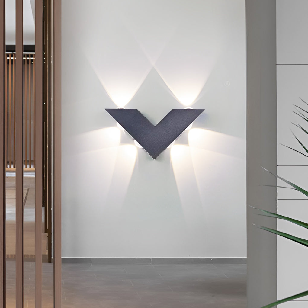 V-shaped LED Black Modern Outdoor Wall Lamp