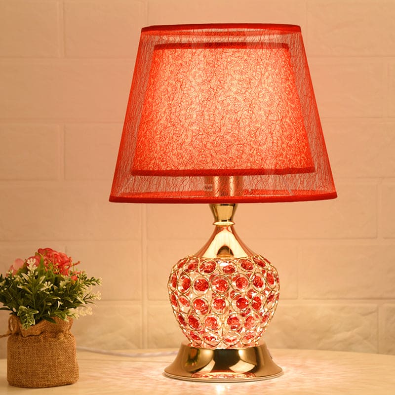 Retro Urn Bedside Lamp with Double Empire Cone